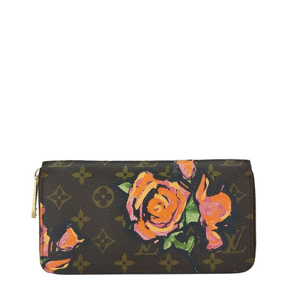 Louis Vuitton Brown Coated Canvas Roses Zippy (Authentic Pre-Loved)